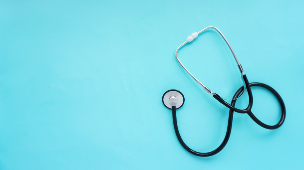 doctor's stethoscope on a blue background.