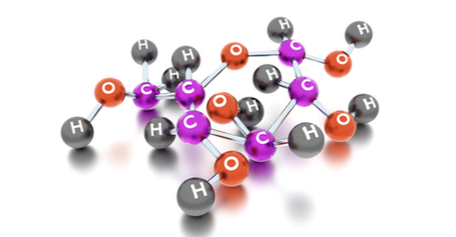 Glucose molecule 3d render on a white background.