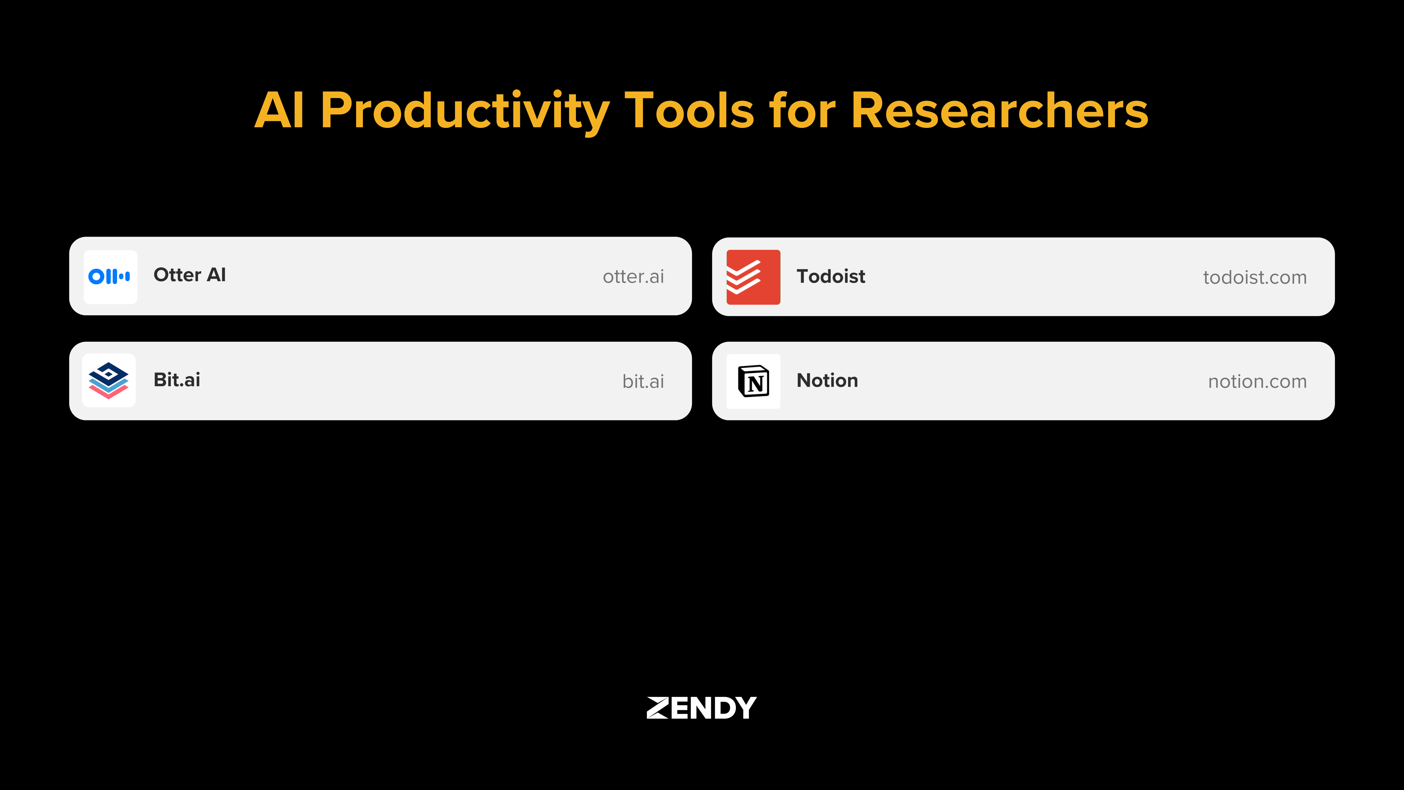 list of AI Productivity Tools for Researchers