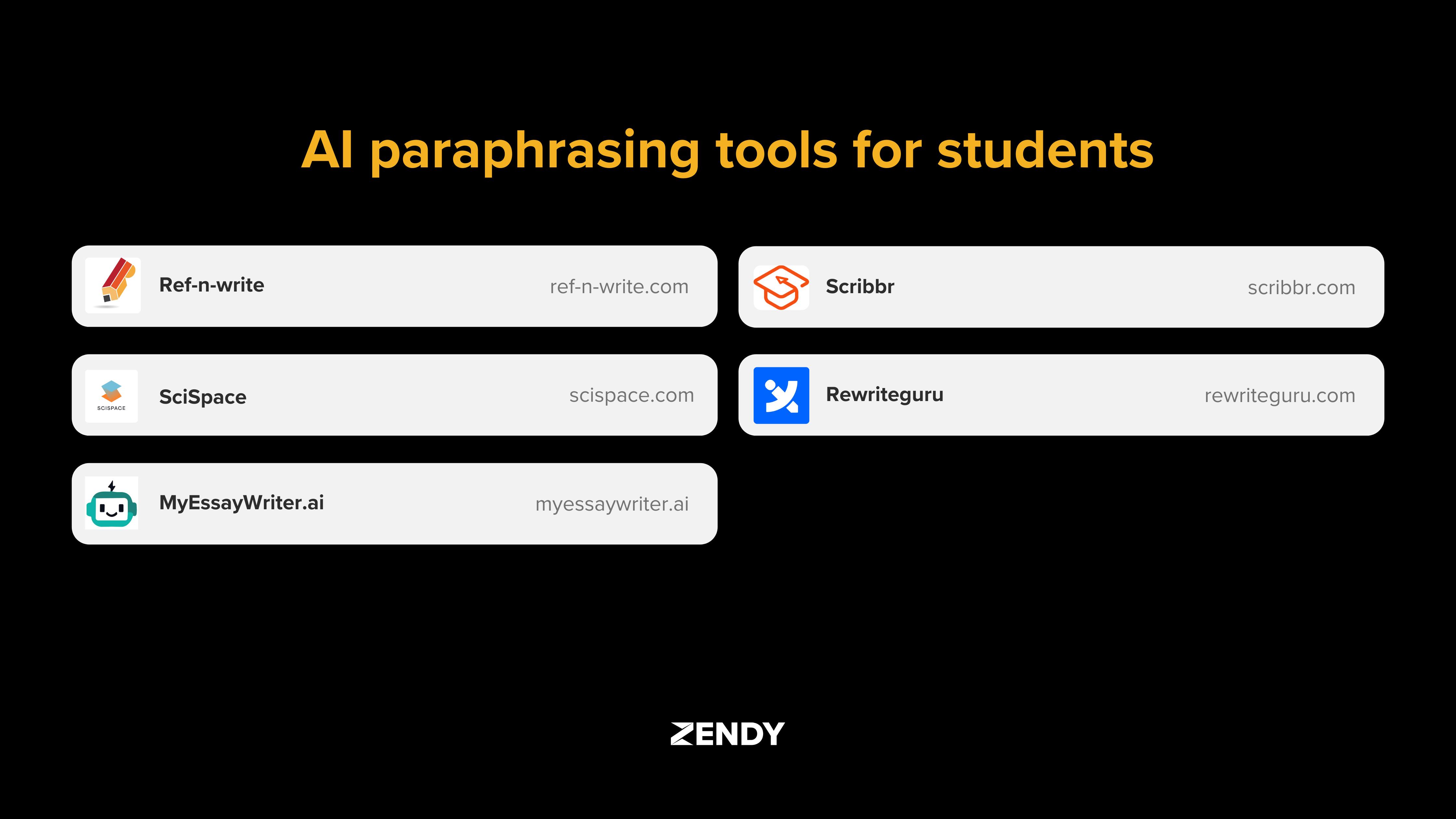 list of AI Paraphrasing Tools for Students
